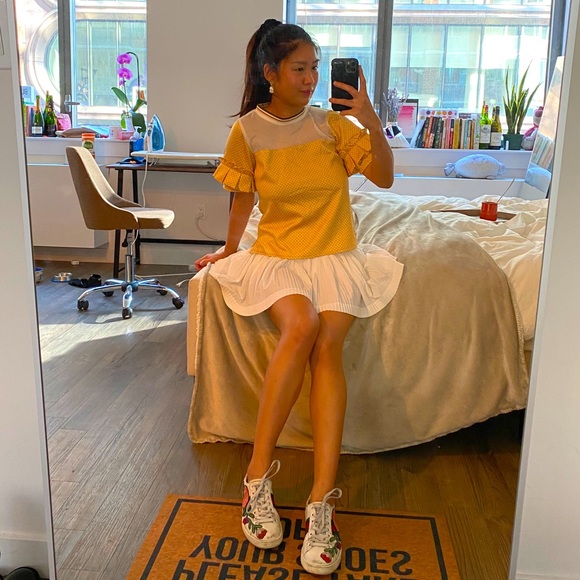 Yellow mixed mesh top - Picture 2 of 4